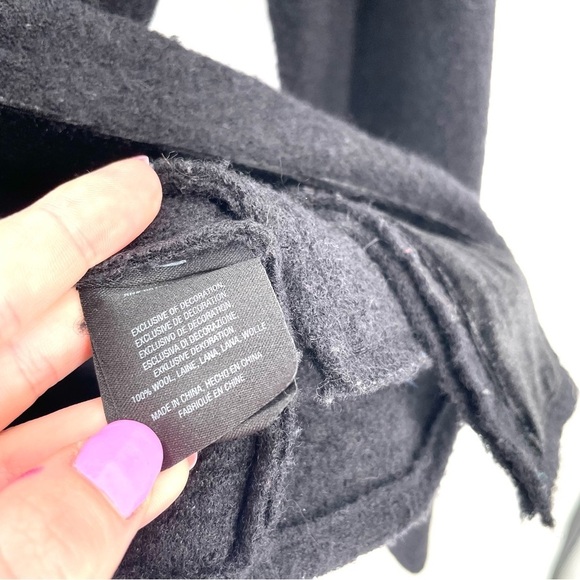 ANTHROPOLOGIE HRW Black Wool Button Front Old Military Style Fitted Jacket Coat - Picture 7 of 8